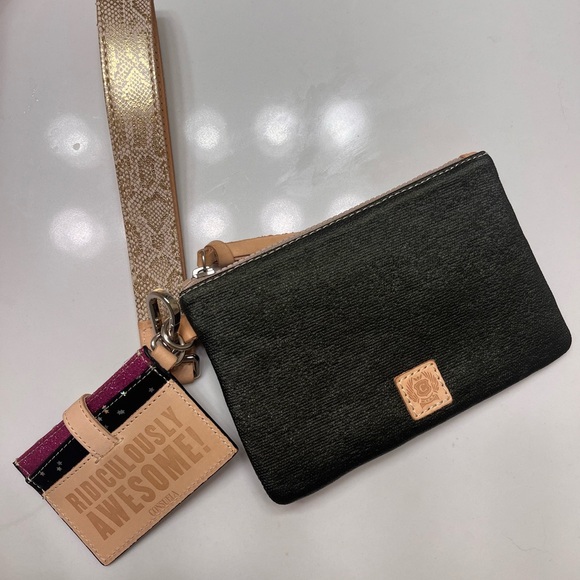 Consuela Handbags - Consuela Green w/ tan trim Wristlet Wallet + pouch